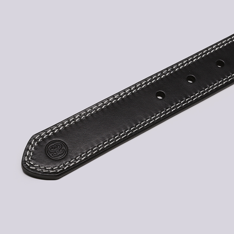  черный ремень Stussy Contrast Stitch Leather Belt 135154-black - цена, описание, фото 2